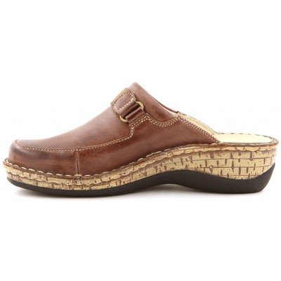 Comfortiya Women's Comfort Brown Leather Timeless Slip-On Clog