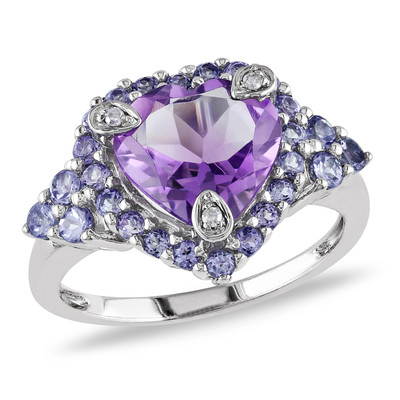 Amour Collection 10K White Gold Amethyst and Tanzanite with Diamond ...