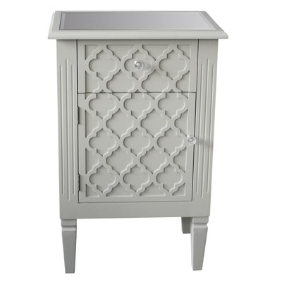 WOOD OVERLAY ACCENT TABLE-GREY