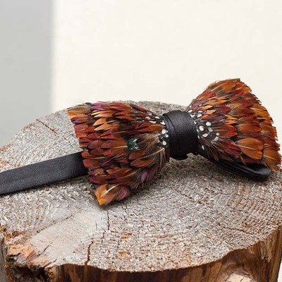 The Swallow - Pheasant And Woodpecker Feathered Bow Tie